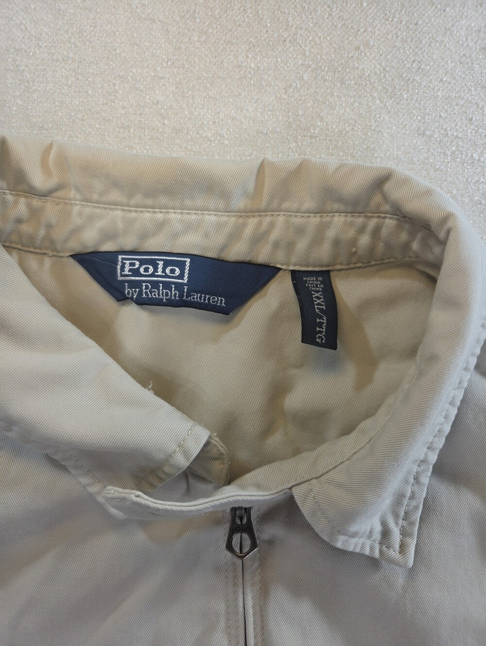 Polo Ralph Lauren Harrington Jacket XXL Beige Tan Red Pony Full Zip 100% Cotton - Picture 4 of 9